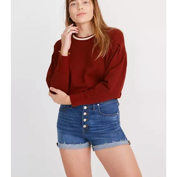 Madewell High-Rise Denim Shorts in Derby Wash: Button-Front Edition Size 28 - Picture 1 of 9